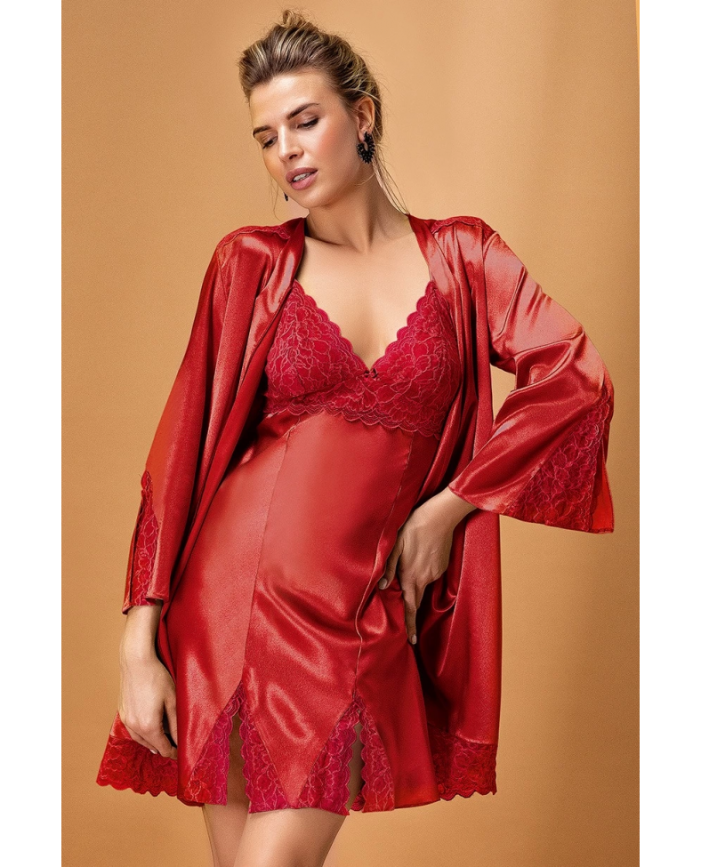 Nurteks 5325 Bayan Saten Gecelik Sabahlık Set