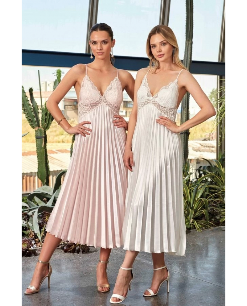 Nurteks 7115 Bayan Uzun Saten Gecelik