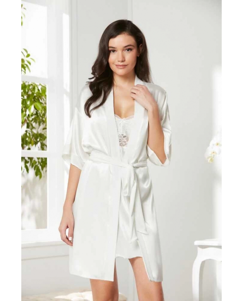 Pierre Cardin 4045 Kadife Saten Dantelli Gecelik ve Sabahlık Takımı