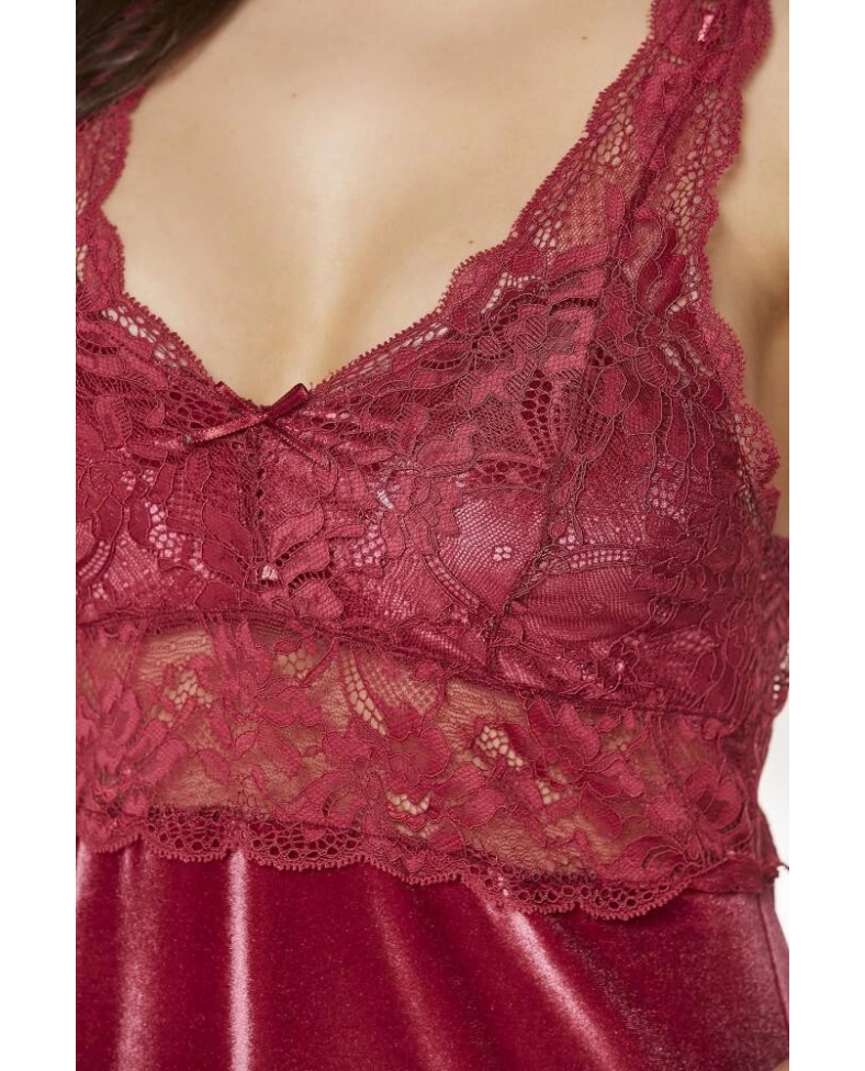 Pierre Cardin 4045 Kadife Saten Dantelli Gecelik ve Sabahlık Takımı Somersan Giyim | Kadın, Erkek ve Çocuk Moda