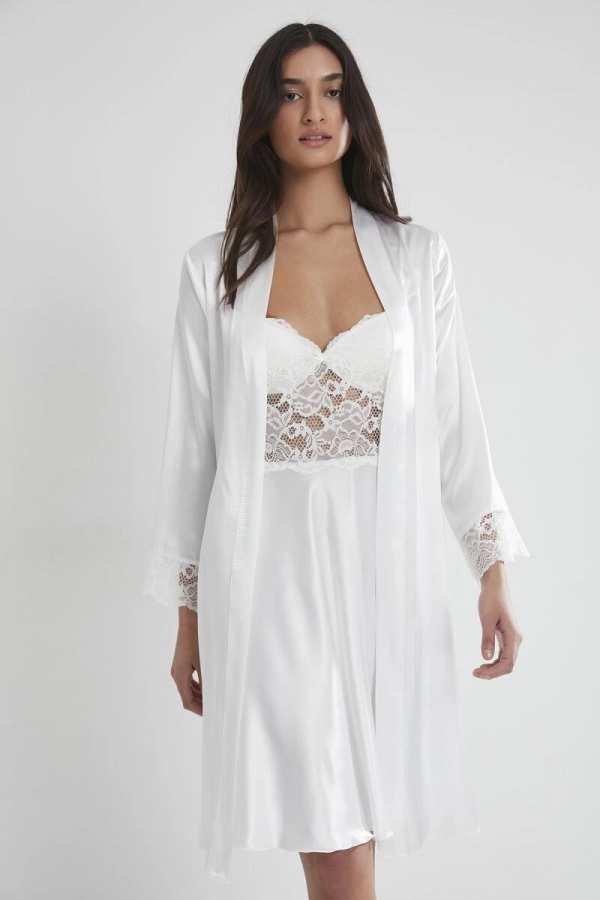 Pierre Cardin 4265 Saten Kısa Sabahlık Gecelik Takım