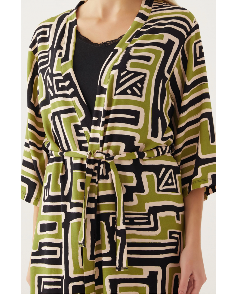 Pierre Cardin 8819-S Kadın Desenli Sabahlıklı Şort Takım