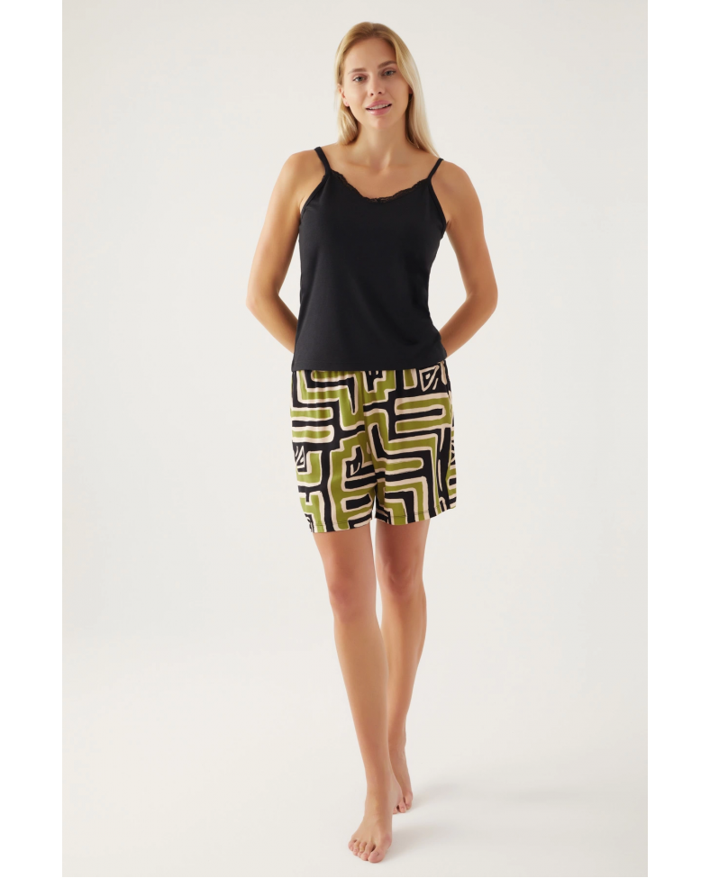 Pierre Cardin 8819-S Kadın Desenli Sabahlıklı Şort Takım