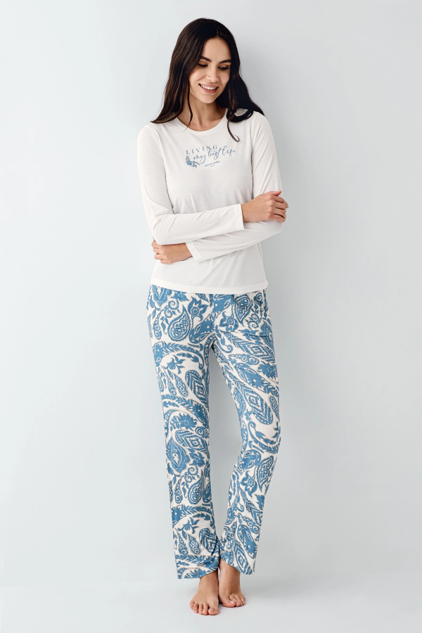 Pierre Cardin 9074-S Kadın Uzun Kol Pijama Takım