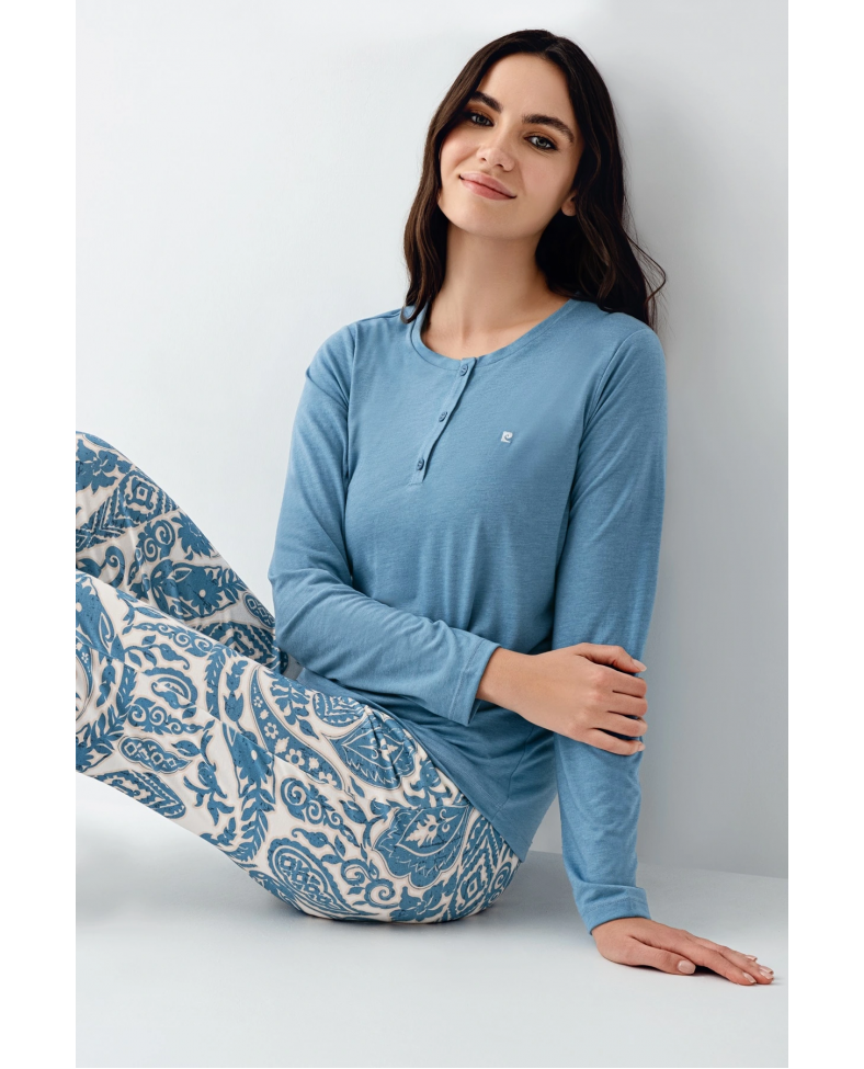 Pierre Cardin 9075-S Kadın Uzun Kol Pijama Takım