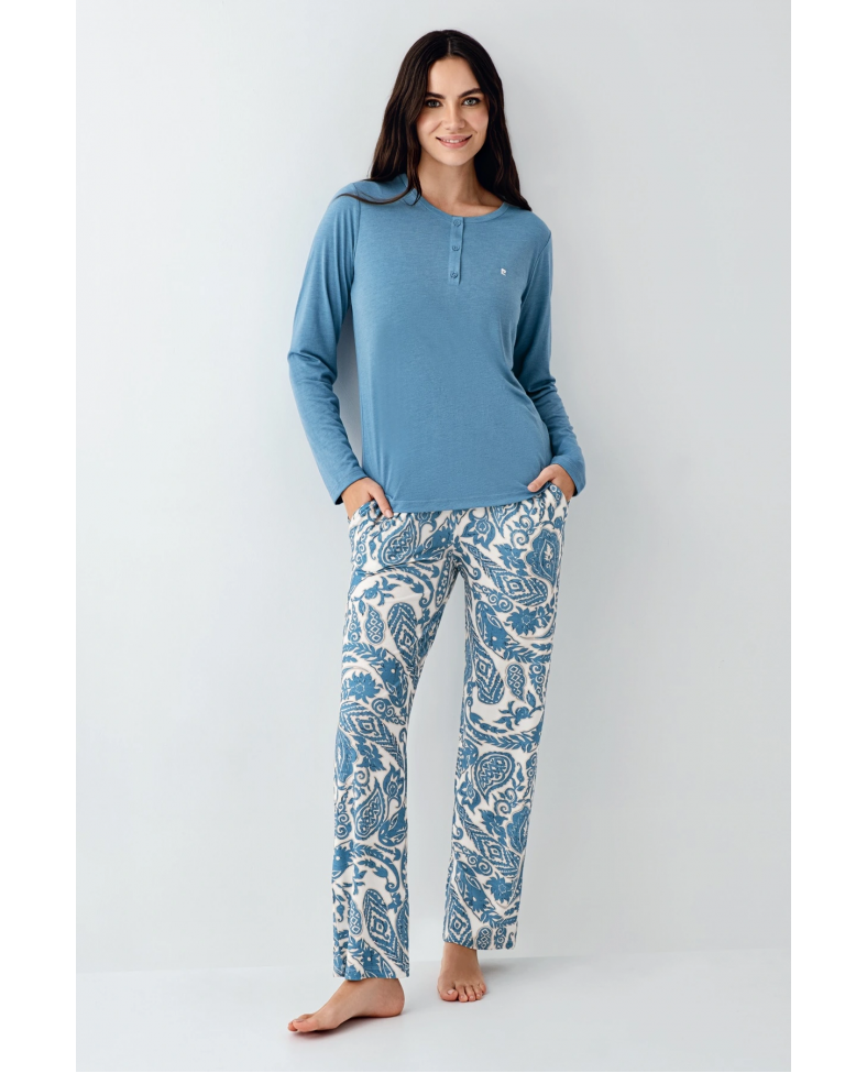 Pierre Cardin 9075-S Kadın Uzun Kol Pijama Takım