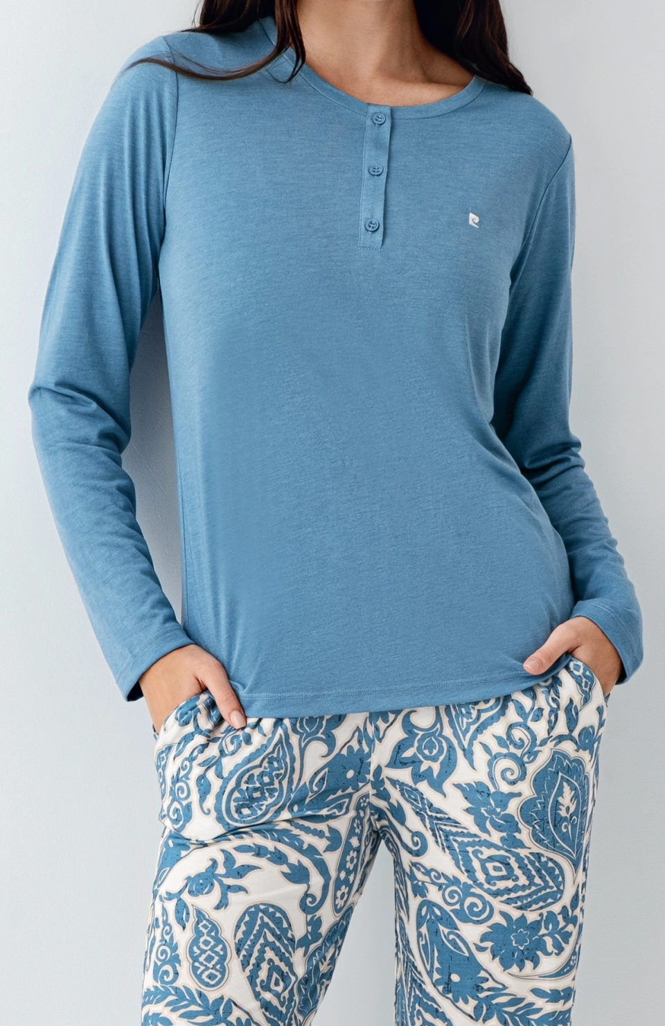 Pierre Cardin 9075-S Kadın Uzun Kol Pijama Takım