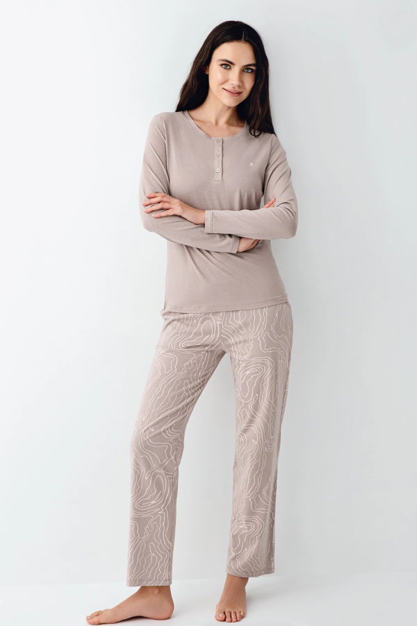 Pierre Cardin 9097-S Kadın Uzun Kol Pijama Takım