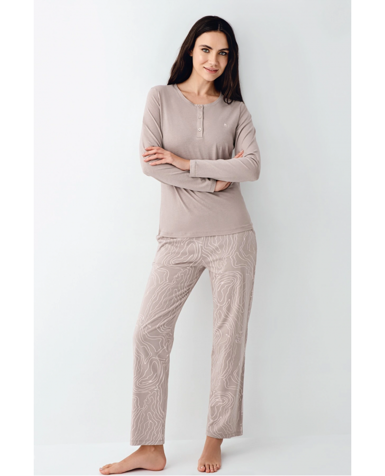 Pierre Cardin 9097-X Kadın Battal Uzun Kol Pijama Takım