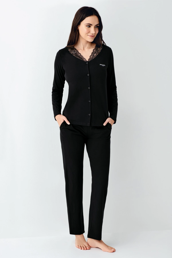 Pierre Cardin 9116-S Kadın Önü Düğmeli  Pijama Takımı