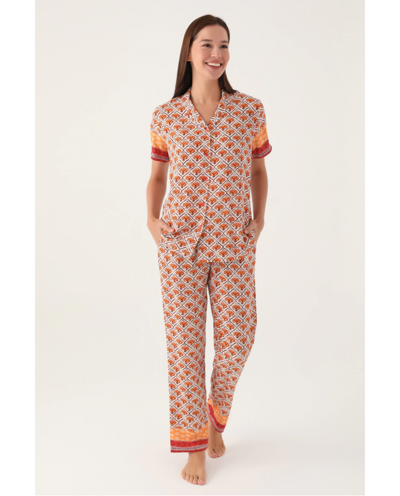 Pierre Cardin PC8823-S Kadın Gömlek Yaka Pijama Takımı