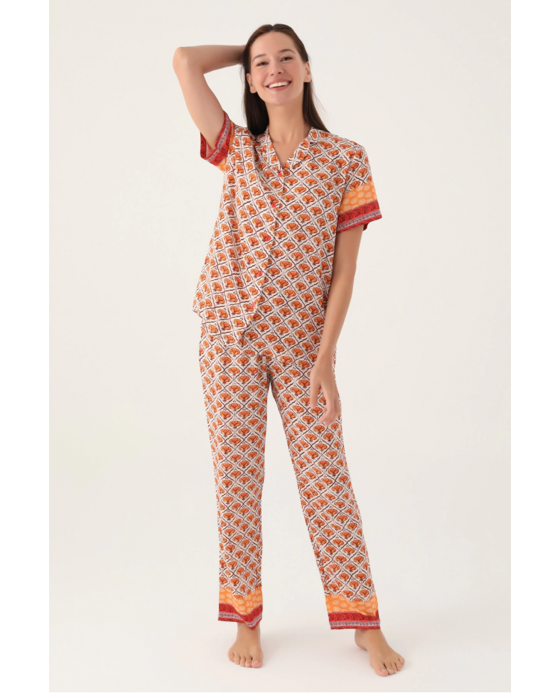 Pierre Cardin PC8823-S Kadın Gömlek Yaka Pijama Takımı