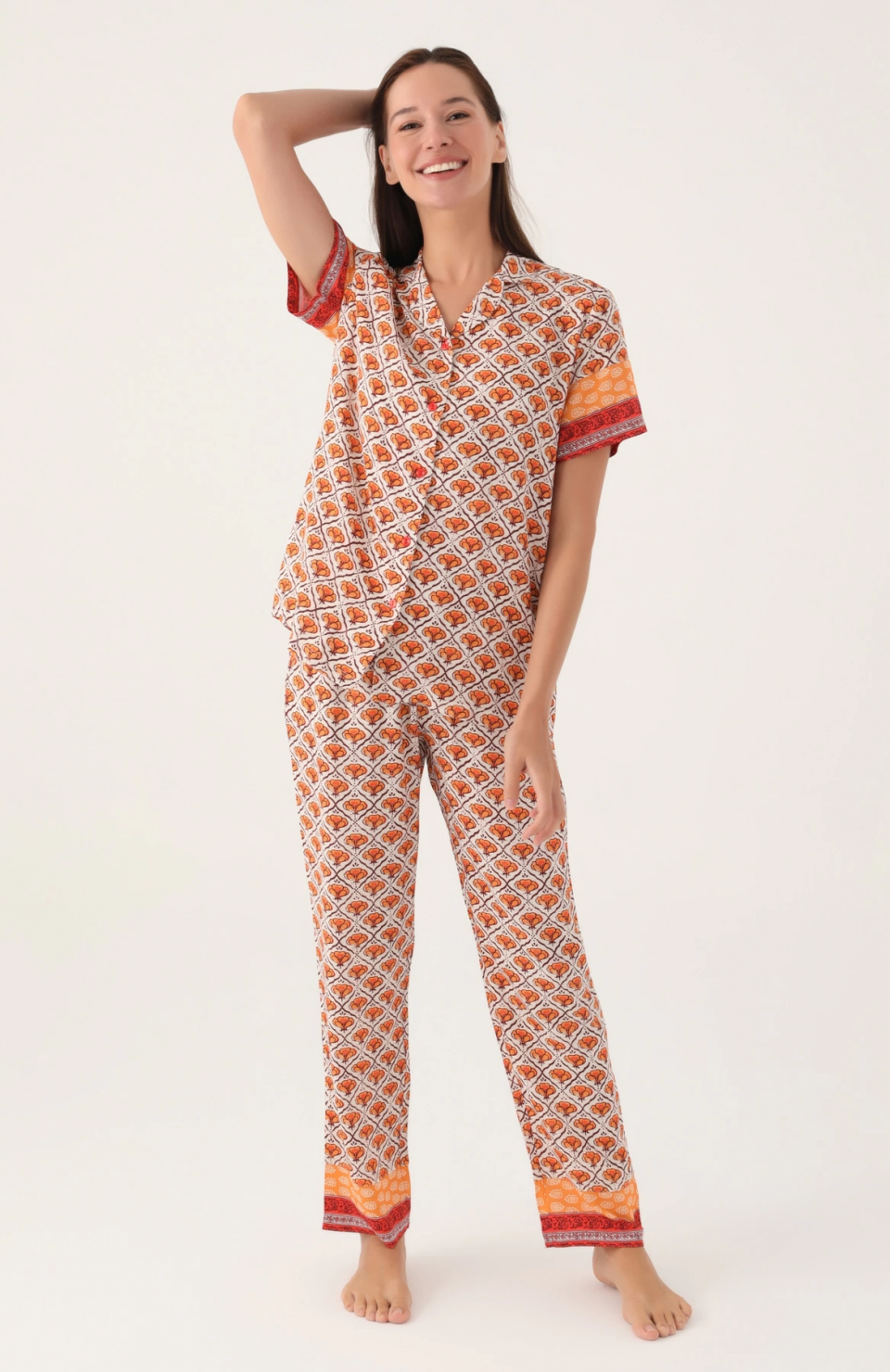 Pierre Cardin PC8823-S Kadın Gömlek Yaka Pijama Takımı