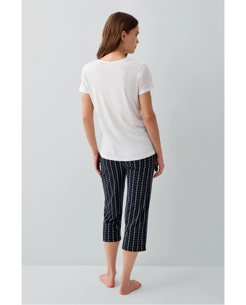 Pierre Cardin PC9207-S Kadın Kapri Kısa Kol Pijama Takımı