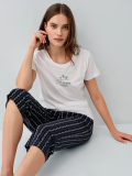 Pierre Cardin PC9207-S Kadın Kapri Kısa Kol Pijama Takımı