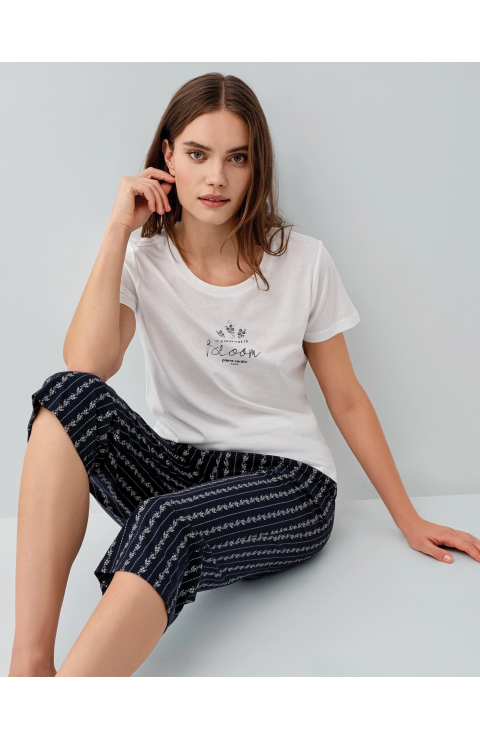Pierre Cardin PC9207-S Kadın Kapri Kısa Kol Pijama Takımı