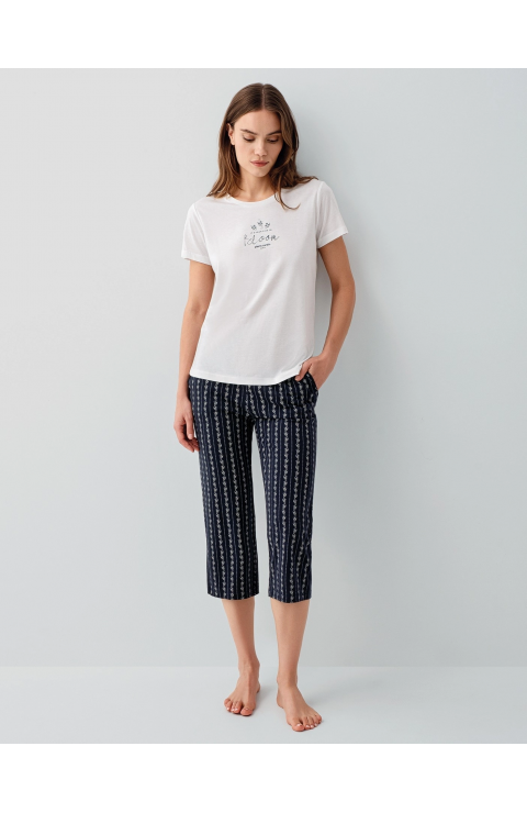Pierre Cardin PC9207-S Kadın Kapri Kısa Kol Pijama Takımı