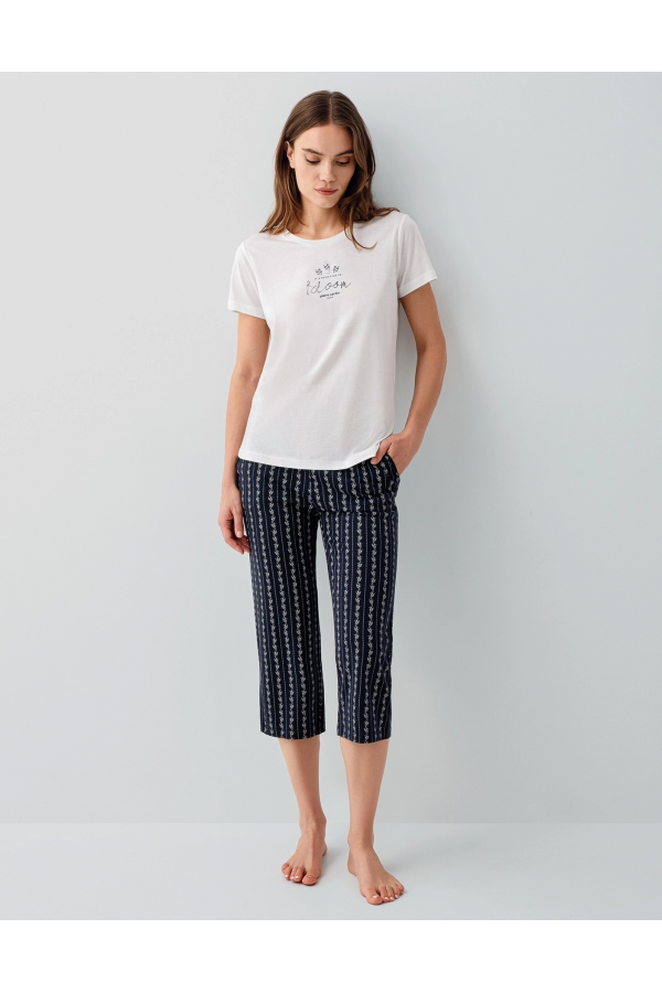 Pierre Cardin PC9207-S Kadın Kapri Kısa Kol Pijama Takımı