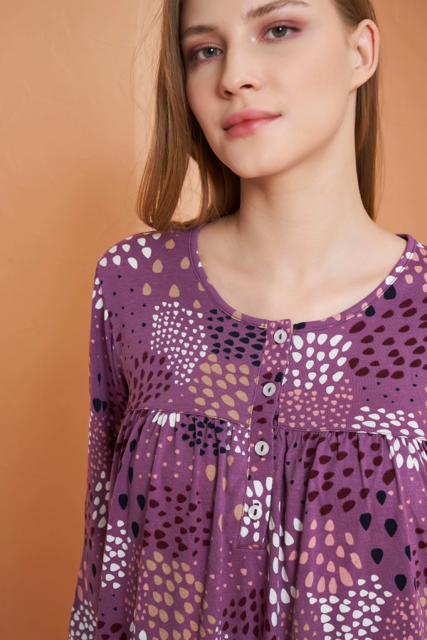 PJS 27165 Kadın Uzun Kol Gecelik