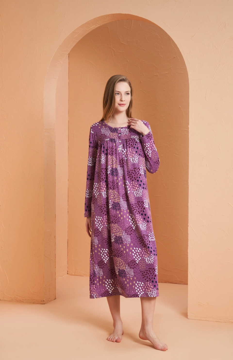 PJS 27165 Kadın Uzun Kol Gecelik