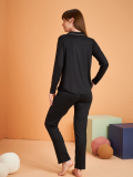 PJS 28049 Kadın Uzun Kol Önü Düğmeli Pijama Takım