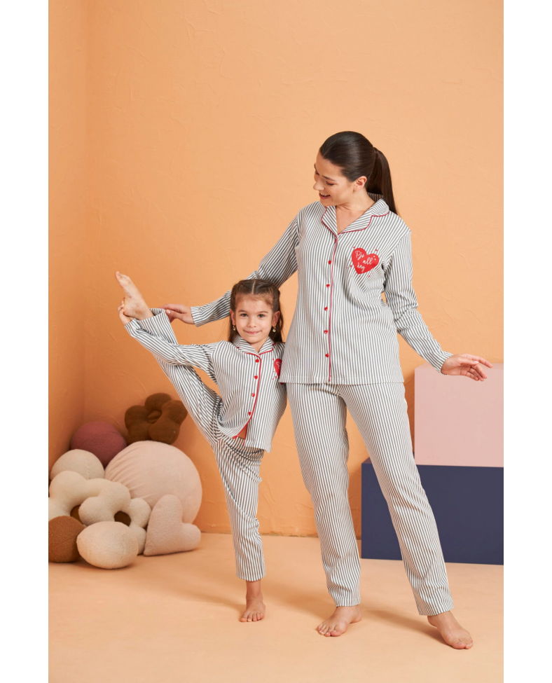 Pjs 28064 Kadın Düğmeli Pijama Takım