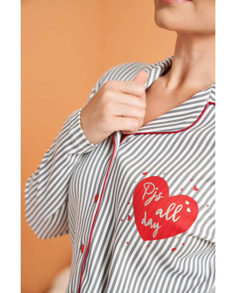 Pjs 28064 Kadın Düğmeli Pijama Takım