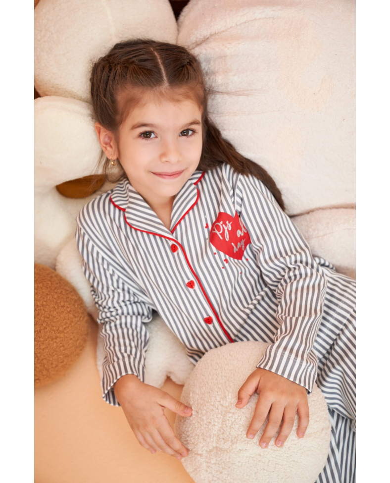 Pjs 28065 Çocuk Düğmeli Pijama Takım