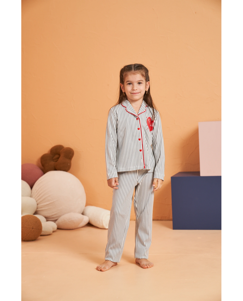 Pjs 28065 Çocuk Düğmeli Pijama Takım