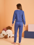 PJS 28081 Kadın Uzun Kol Yuvarlak Yaka Kalpli Pijama Takım