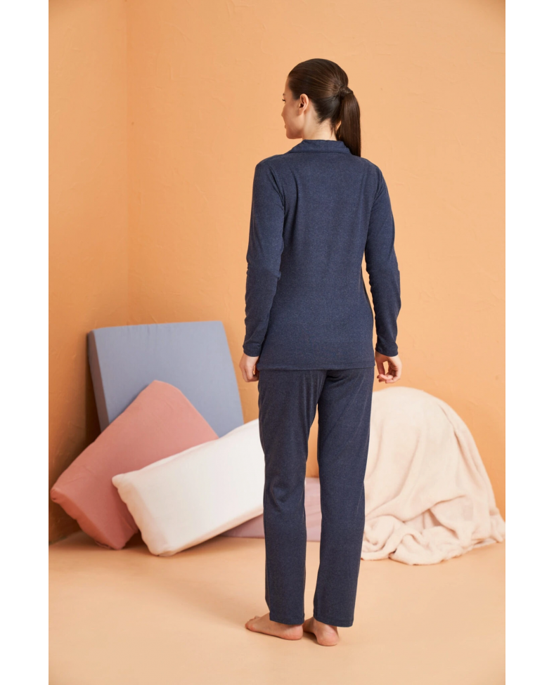 PJS 28090 Kadın Gömlek Yaka Patlı Pijama Takımı Somersan Giyim | Kadın, Erkek ve Çocuk Moda