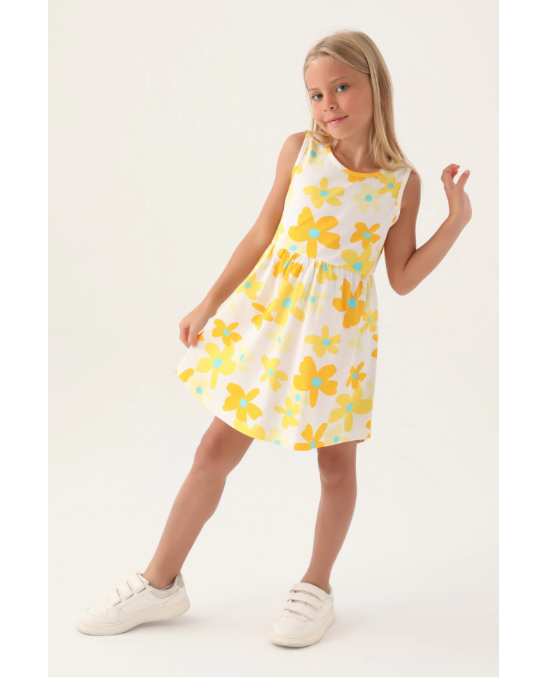 Roly Poly 3393-3 Kız Çocuk Çiçekli Elbise