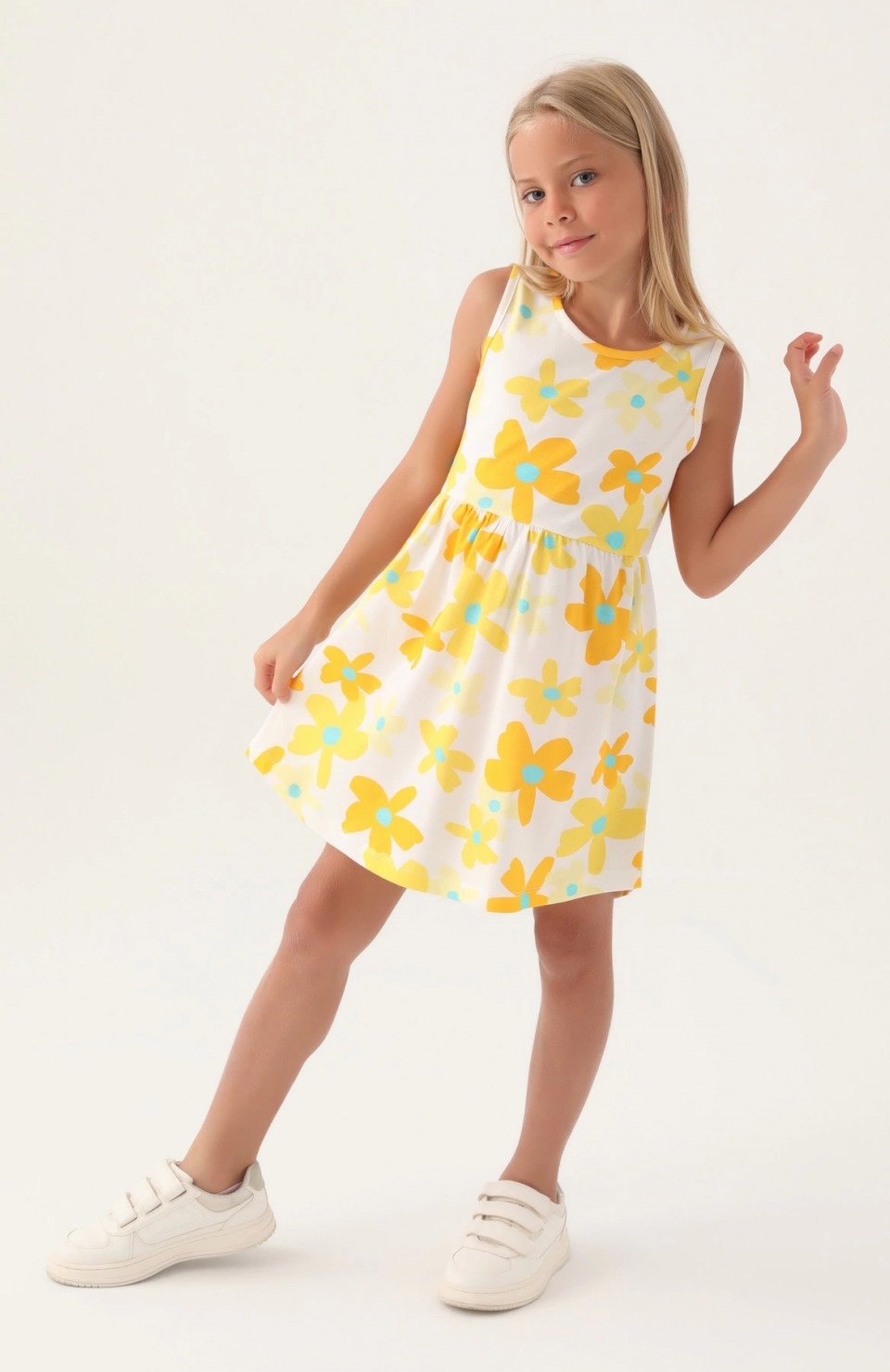 Roly Poly 3393-3 Kız Çocuk Çiçekli Elbise