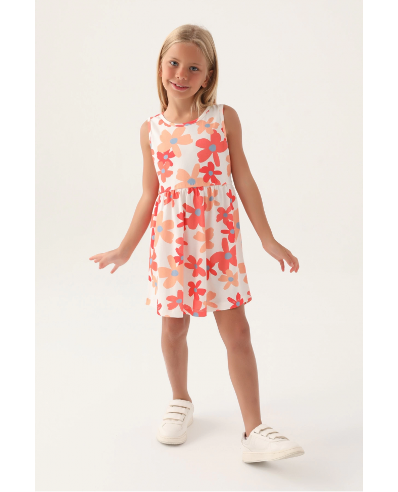 Roly Poly 3393-3 Kız Çocuk Çiçekli Elbise