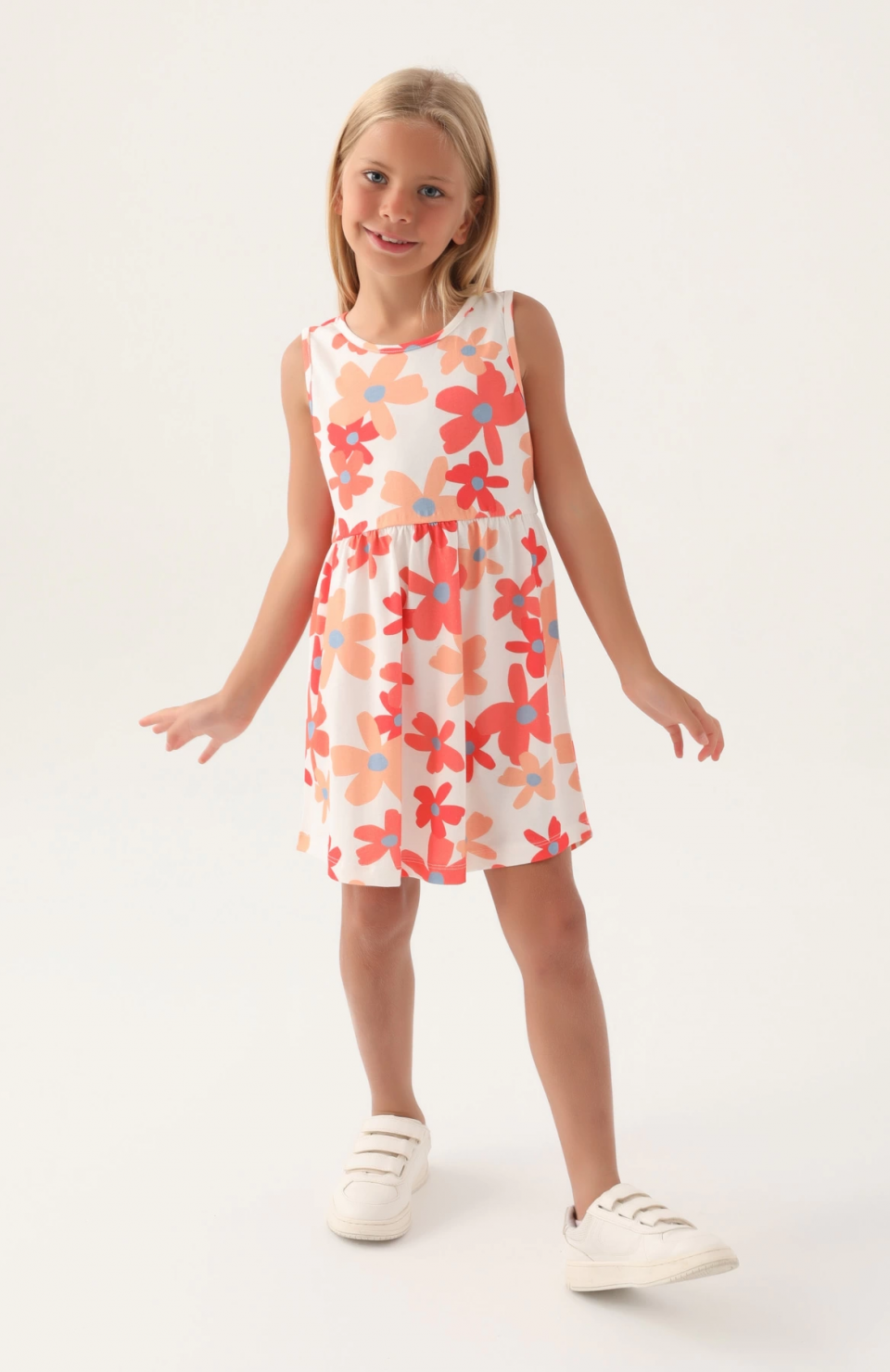 Roly Poly 3393-3 Kız Çocuk Çiçekli Elbise