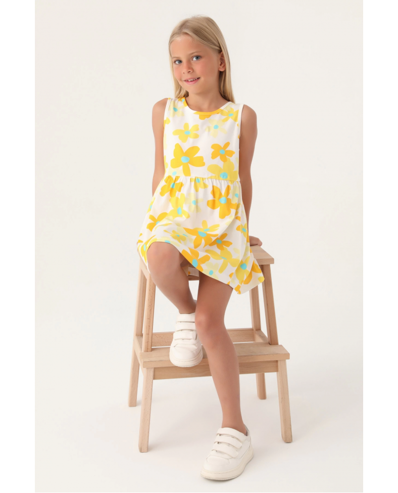 Roly Poly 3393-3 Kız Çocuk Çiçekli Elbise