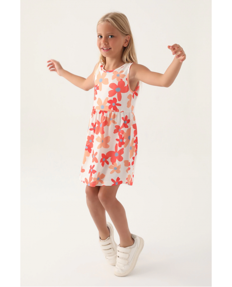 Roly Poly 3393-3 Kız Çocuk Çiçekli Elbise