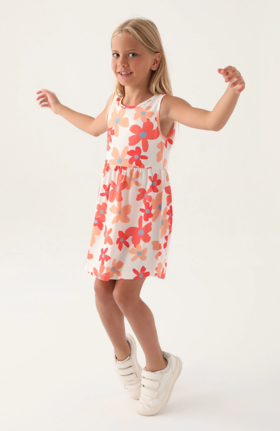 Roly Poly 3393-3 Kız Çocuk Çiçekli Elbise