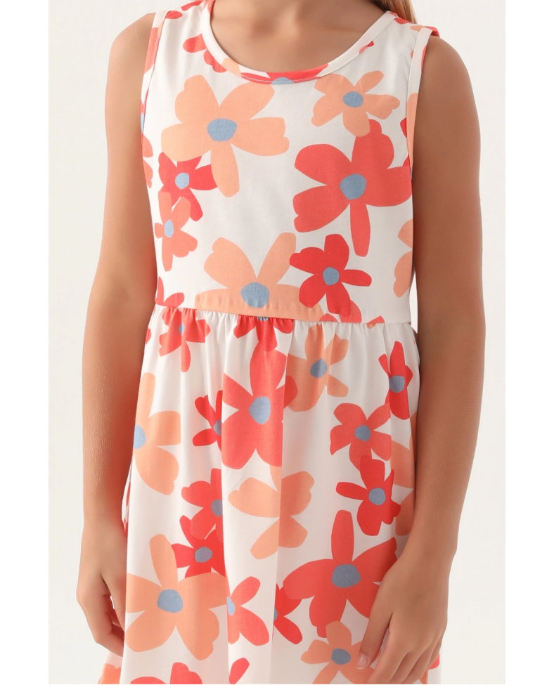 Roly Poly 3393-3 Kız Çocuk Çiçekli Elbise