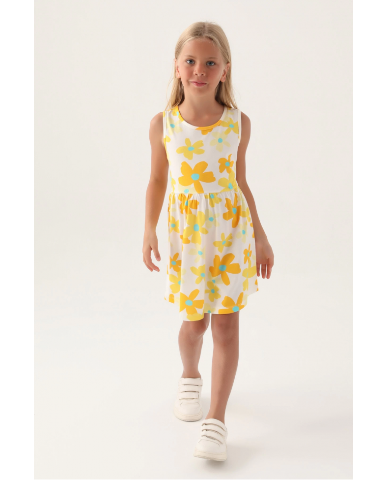 Roly Poly 3393-3 Kız Çocuk Çiçekli Elbise