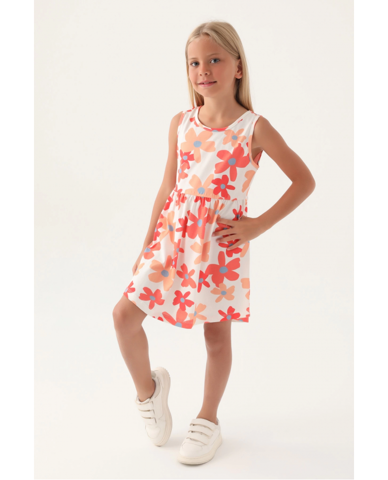 Roly Poly 3393-3 Kız Çocuk Çiçekli Elbise
