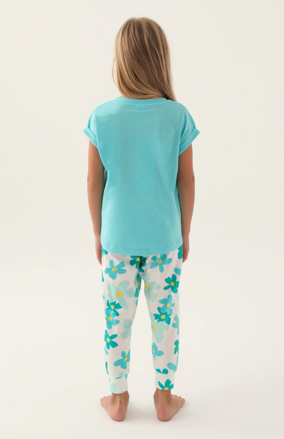 Roly Poly 3394-2 Kız Çocuk Çiçekli Kısa Kol Pijama Takım