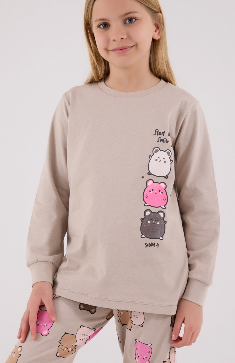 RolyPoly 3704-2 Kız Çocuk Uzun Kol Pijama Takım