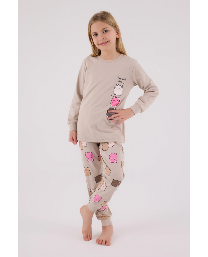 RolyPoly 3704-2 Kız Çocuk Uzun Kol Pijama Takım