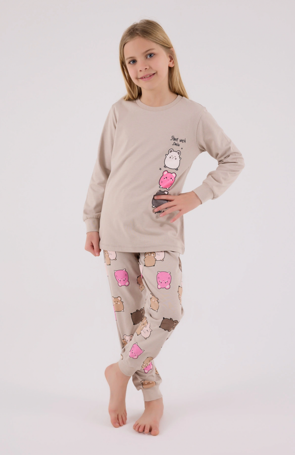 RolyPoly 3704-2 Kız Çocuk Uzun Kol Pijama Takım