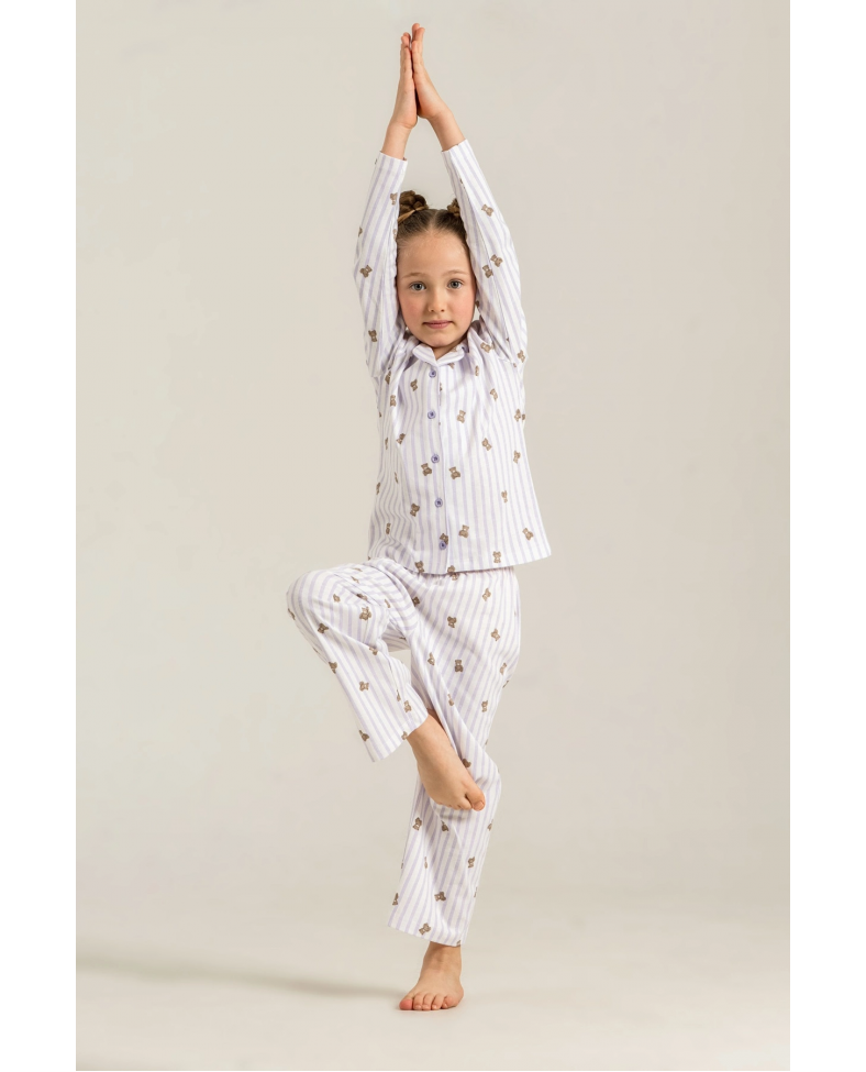 Rolypoly Rp3913-G  Kız Çocuk Gömlek Pijama Takım