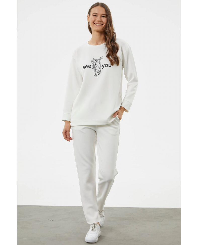 Sementa 76233 Baskılı Sıfır Yaka Oversize Eşofman Takım Somersan Giyim | Kadın, Erkek ve Çocuk Moda