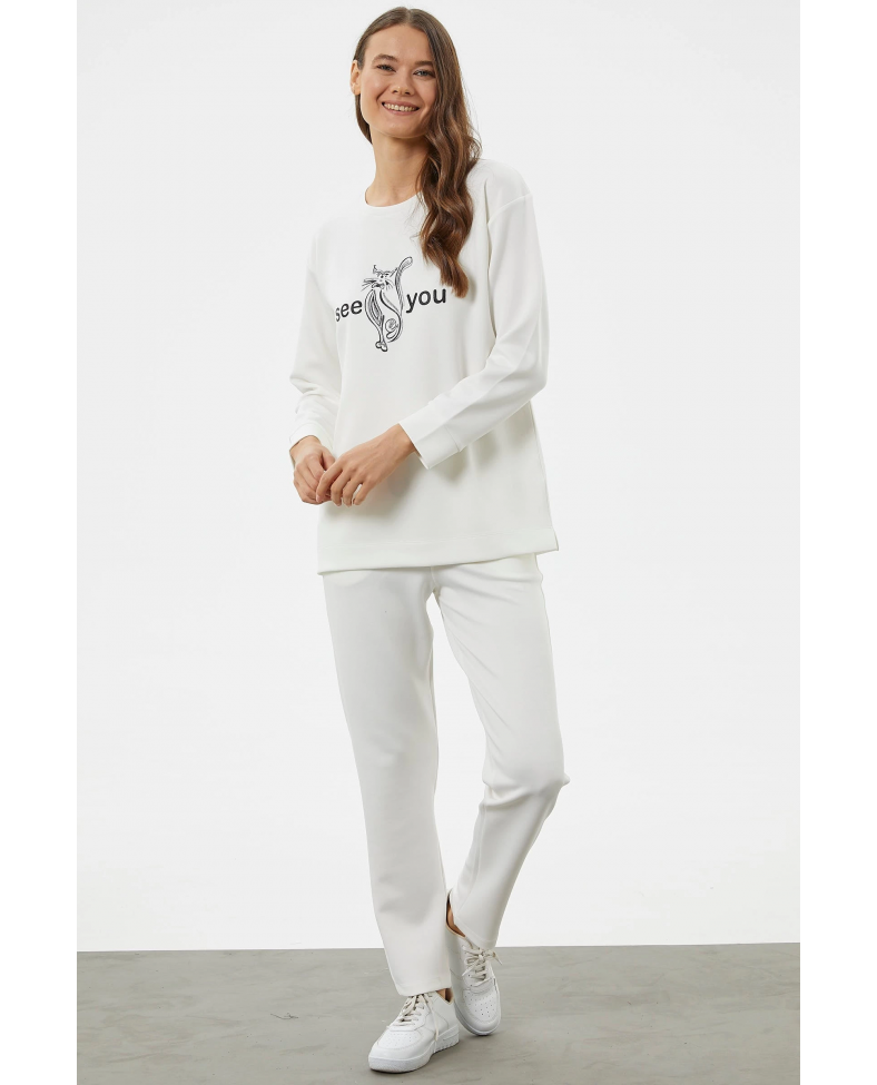 Sementa 76233 Baskılı Sıfır Yaka Oversize Eşofman Takım Somersan Giyim | Kadın, Erkek ve Çocuk Moda