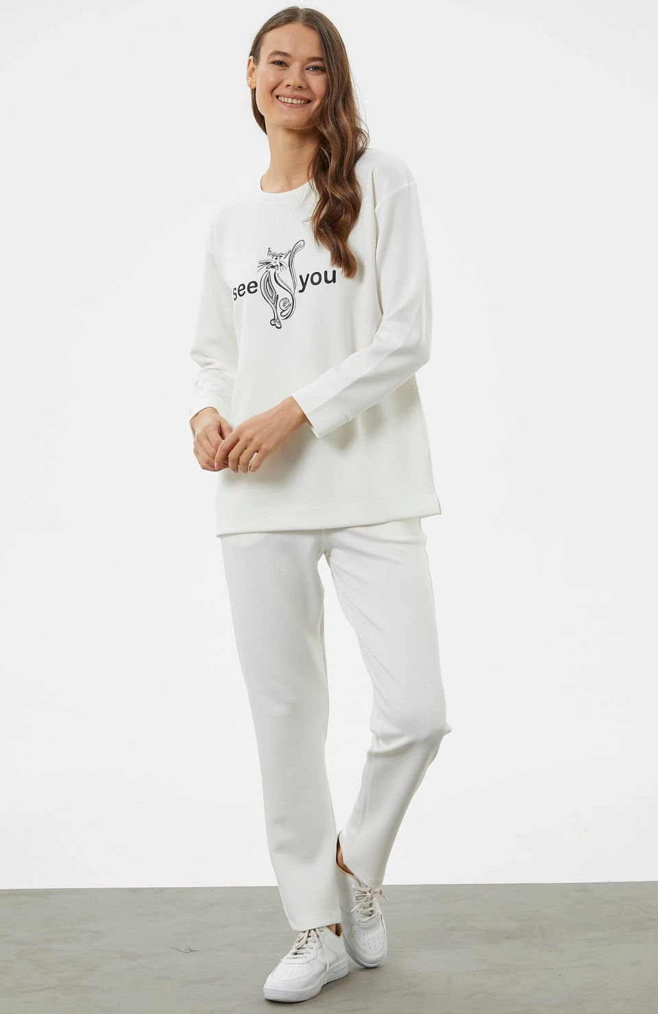 Sementa 76233 Baskılı Sıfır Yaka Oversize Eşofman Takım