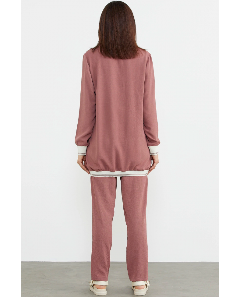 Sementa 76326 Şal Yaka Fermuarlı Krep Takım